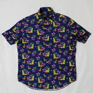 Mens Ralph Lauren Classic Fit Flamingo Tropical Button Down Short Sleeve Shirt M